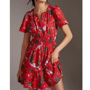 Anthropologie The Somerset Mini in Red Floral Bird Crane size M
